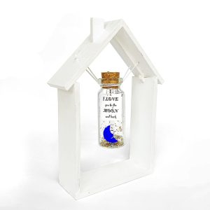 Cute Girlfriend and Boyfriend Gifts Personalized Anniversary Present for Her Him Custom Birthday Gift Idea for Women Men (I Love You To The Moon And Around The World in Wooden Frame)