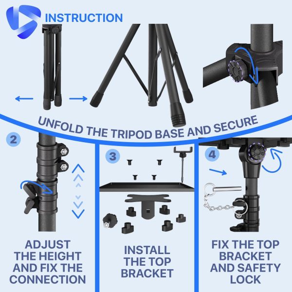 Projector Tripod Stand with Adjustable Height 24 64 Inches Standing Laptop Floor Riser Portable Multifunctional Space Saver Desk for DJ Outdoor Mobile Workstation for Studio Home Office - Image 8
