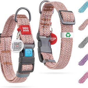 Reflective Cotton Dog Collar Eco Friendly Alt to Nylon Collar for Small Medium and Large Dogs   Pet Collar with QR ID Tag   Puppy Collar for Large Breed Dogs   Adjustable Male Female Dog Collar