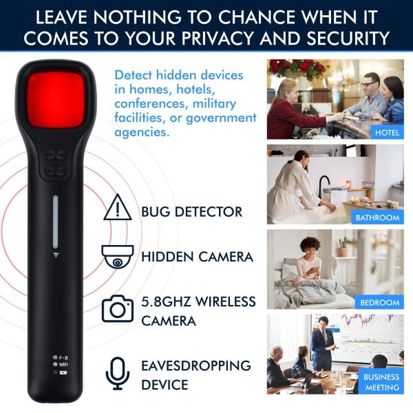 Detector   7 Sensitivity Levels Hidden Camera Finder Vibration Alarm Hidden Camera Detectors Bug Detector RF Detector Anti Spy Detector GPS Tracker Detector Bug Sweeper Detector - Image 2