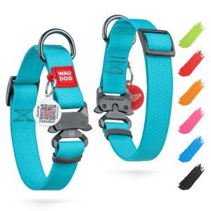 Waterproof Dog Collar   Adjustable Dog Collar for Large Dogs Small and Medium Dogs   Dog Collar Waterproof with Metal Buckle and QR Dog Tag   Boy & Girl Dog Collars (Glow) Air Tag