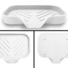 2 Pcs White Silicone Self Draining Rectangular Soap Dishes   Waterfall Soap Trays   Soap Dishes for Bar Soap   Soap Boxes   Soap Case   Soap Container   Soap Pads   Kitchen Sink   Shower   Bathroom. - Image 2