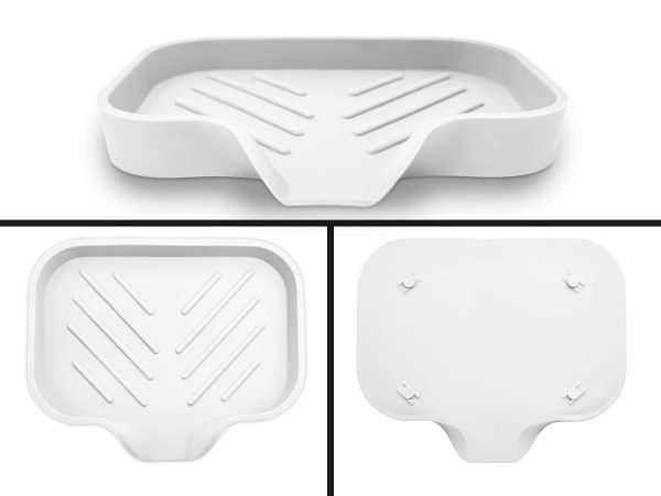 2 Pcs White Silicone Self Draining Rectangular Soap Dishes   Waterfall Soap Trays   Soap Dishes for Bar Soap   Soap Boxes   Soap Case   Soap Container   Soap Pads   Kitchen Sink   Shower   Bathroom. - Image 2