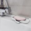 2 Pcs White Silicone Self Draining Rectangular Soap Dishes   Waterfall Soap Trays   Soap Dishes for Bar Soap   Soap Boxes   Soap Case   Soap Container   Soap Pads   Kitchen Sink   Shower   Bathroom. - Image 7