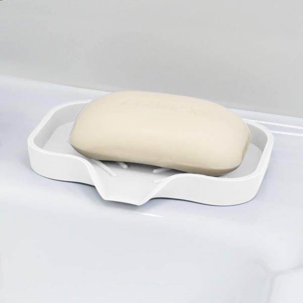2 Pcs White Silicone Self Draining Rectangular Soap Dishes   Waterfall Soap Trays   Soap Dishes for Bar Soap   Soap Boxes   Soap Case   Soap Container   Soap Pads   Kitchen Sink   Shower   Bathroom. - Image 8