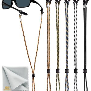 SIGONNA Eyeglasses String Holder Strap Cord Eyeglass Chain for Men Women Glasses Lanyard Holders Around Neck Sports Eye Glass Straps Sunglass Retainer 5 Cords Brown