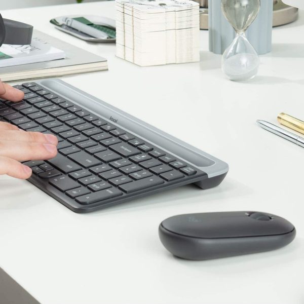 Logitech MK470 Slim Wireless Keyboard and Mouse Combo - Modern Compact Layout, Ultra Quiet - Off White - Image 2