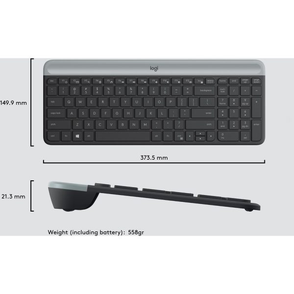 Logitech MK470 Slim Wireless Keyboard and Mouse Combo - Modern Compact Layout, Ultra Quiet - Off White - Image 7
