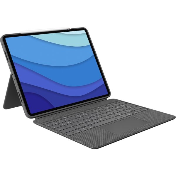 Logitech Combo Touch Keyboard/Cover Case for 12.9" Apple, Logitech iPad Pro (5th Generation) Tablet - Oxford Gray - Image 4