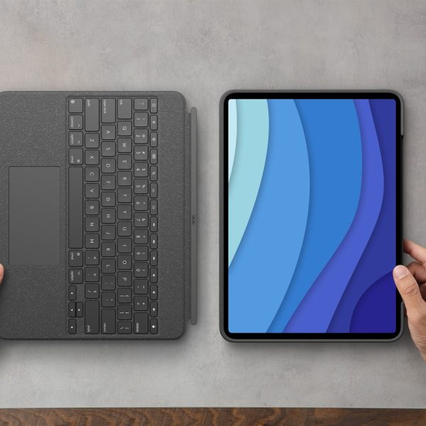 Logitech Combo Touch Keyboard/Cover Case for 12.9" Apple, Logitech iPad Pro (5th Generation) Tablet - Oxford Gray - Image 6