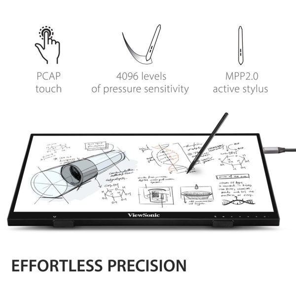 ViewSonic ID2456 24 Inch Touch Display Tablet with Active Stylus, Advanced Ergonomics and USB C for Digital Writing, Graphics Drawing, Remote Teaching, Distance Learning - Image 3