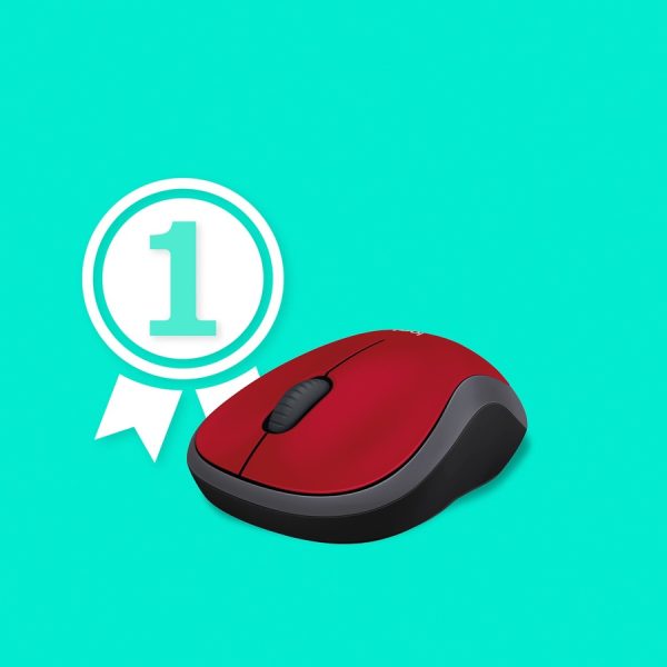 Logitech M185 Wireless Mouse, 2.4GHz with USB Mini Receiver, 12-Month Battery Life, 1000 DPI Optical Tracking, Ambidextrous, Compatible with PC, Mac, Laptop (Red) - Image 2