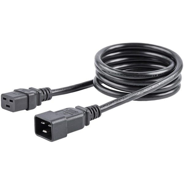 StarTech.com 6ft (1.8m) Heavy Duty Extension Cord, IEC C19 to IEC C20 Black Extension Cord, 15A 250V, 14AWG, Heavy Gauge Power Cable - Image 2