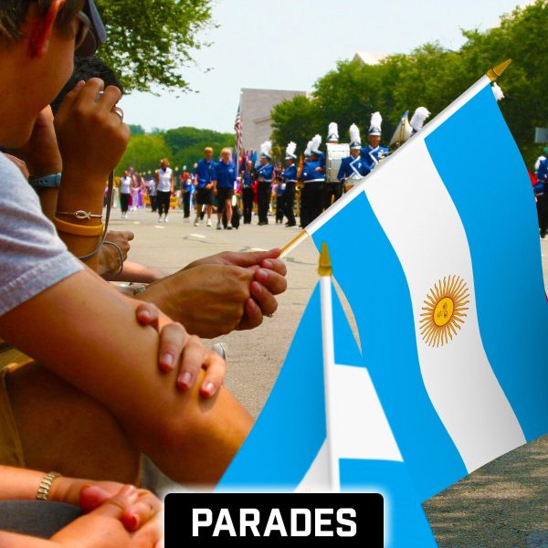 G128 50 Pack Handheld Argentina Argentinian Stick Flags | 12x18 In | Printed 150D Polyester, Country Flag, Solid Wooden Stick, Spear Gold Tip - Image 4