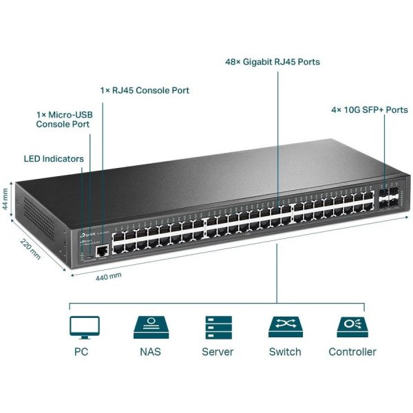 TP-Link TL-SG3452X - JetStream 48-Port Gigabit L2+ Managed Switch with 4 10GE SFP+ Slots - Image 3
