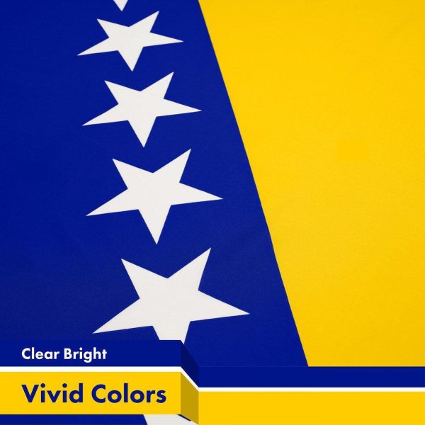 G128 2 Pack: Bosnia and Herzegovina Flag | 3x5 Ft | LiteWeave Pro Series Printed 150D Polyester | Country Flag, Vibrant Colors, Brass Grommets, Thicker and More Durable Than 100D 75D Poly - Image 2