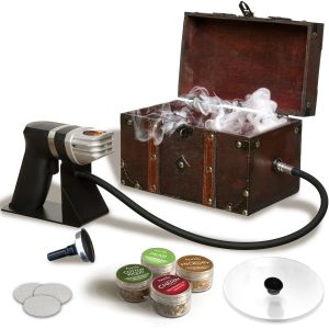 Smoking Gun Wood Smoke Infuser Birner PRO Smoking Box Kit 12 PCS Smoker Machine with Accessories and Wood Chips Cold Smoke for Food and Drinks Gift for Man