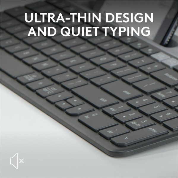 Logitech K585 Multi-Device Slim Wireless Keyboard, Built-in Cradle for device, Bluetooth/Receiver, Easy Switch, Graphite - Image 4