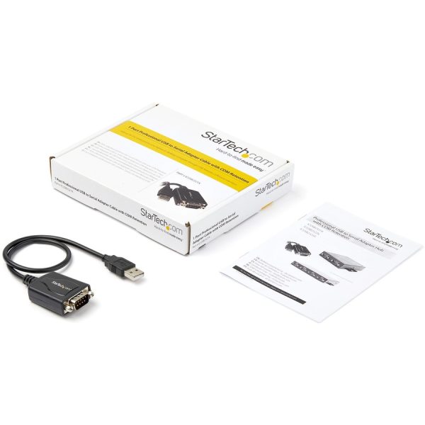 StarTech.com 1ft (30cm) 1-Port Professional USB to Serial Adapter Cable with COM Retention, USB to RS232 Adapter - TAA - Image 3