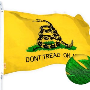 G128 Dont Tread on Me (Gadsden) Flag | 2.5x4 feet | Heavy Duty Spun Polyester 220GSM Embroidered Tough, Durable, Indoor/Outdoor, Vibrant Colors, Brass Grommets