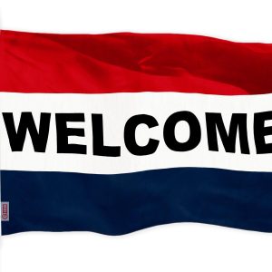 G128 Welcome Sign Business Flag | 3x5 feet | Printed 150D, Indoor/Outdoor, Vibrant Colors, Brass Grommets, Quality Polyester, Much Thicker More Durable Than 100D 75D Polyester