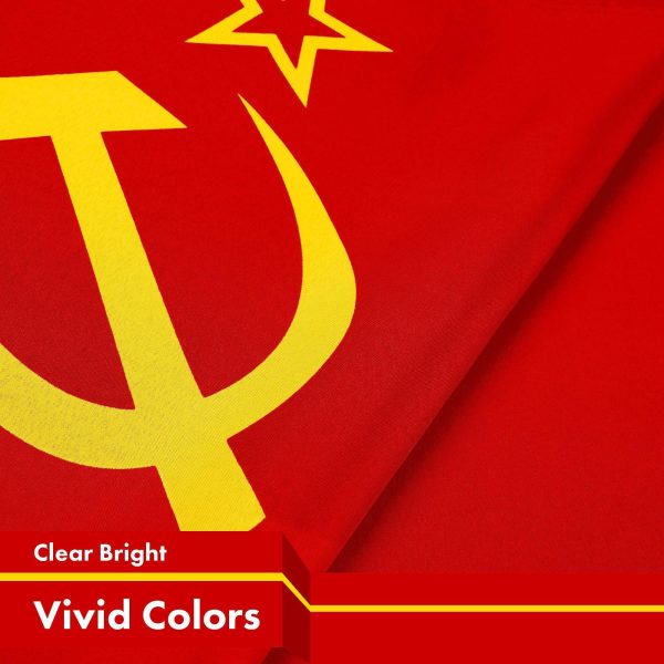 G128 Union of Soviet Socialist Republics USSR Flag | 3x5 Ft | LiteWeave Pro Series Printed 150D Polyester | Indoor/Outdoor, Vibrant Colors, Brass Grommets, Thicker and More Durable Than 100D 75D Poly - Image 3