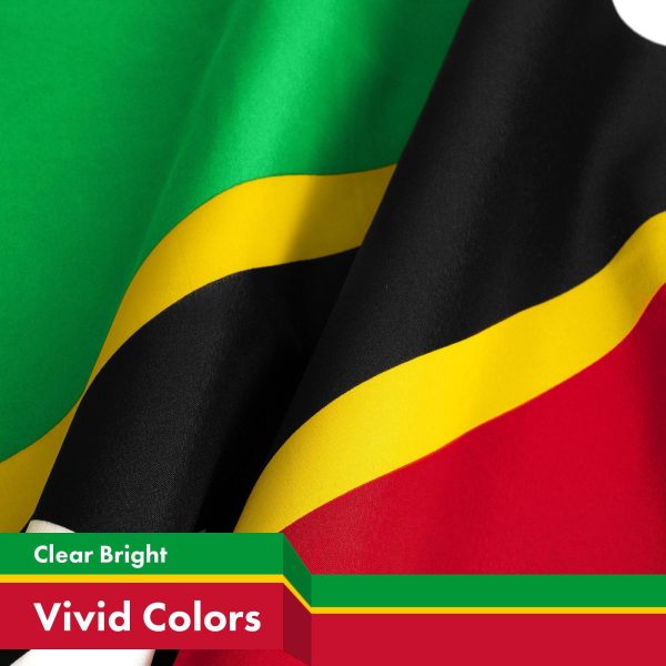 G128 Saint Kitts and Nevis Flag | 3x5 Ft | LiteWeave Pro Series Printed 150D Polyester | Country Flag, Indoor/Outdoor, Vibrant Colors, Brass Grommets, Thicker and More Durable Than 100D 75D Polyester - Image 2
