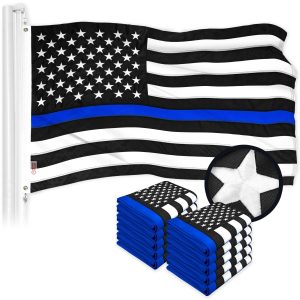 Thin Blue Line State Flag 3x5 Ft 10-Pack Embroidered Polyester By G128