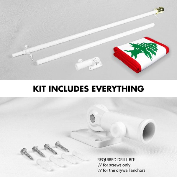 G128 Combo Pack: 6 Ft Tangle Free Spinning Flagpole (White) & Lebanon Flag 3x5 Ft Printed 150D Polyester, Brass Grommets (Flag Included) Aluminum Flag Pole - Image 2
