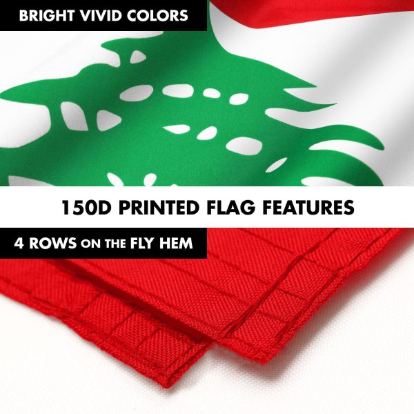 G128 Combo Pack: 6 Ft Tangle Free Spinning Flagpole (White) & Lebanon Flag 3x5 Ft Printed 150D Polyester, Brass Grommets (Flag Included) Aluminum Flag Pole - Image 5