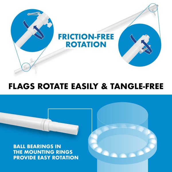 G128 Combo Pack: 6 Feet Tangle Free Spinning Flagpole (White) Thin Red Line Flag 3x5 ft Printed 150D Brass Grommets (Flag Included) Aluminum Flag Pole - Image 9