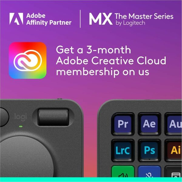 Logitech MX Creative Console, Programmable Keypad With 9 Customizable LCD Keys and Control Dial for Graphic Design, Video Editing, Photography, use with Adobe, Zoom, Spotify and more (Graphite) - Image 3