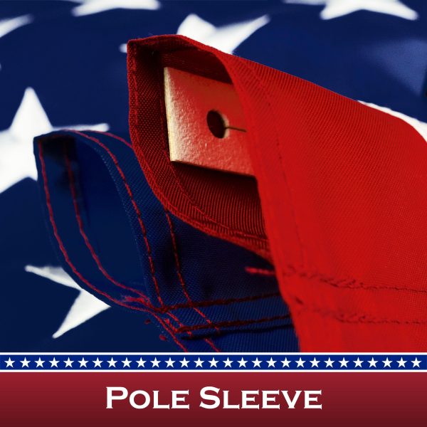 American Flag 210D Embroidered Polyester 3x5 Ft - with Pole Sleeve - Image 2