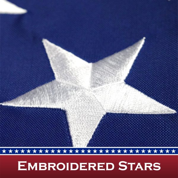 American Flag 210D Embroidered Polyester 3x5 Ft - with Pole Sleeve - Image 3