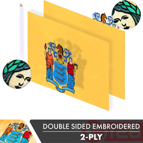 New Jersey NJ State Flag 3x5 Ft 2-Pack Double-sided Embroidered Polyester By G128 - Image 2