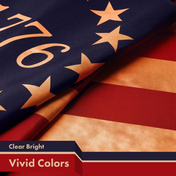 G128 2 Pack: Betsy Ross 1776 Tea-Stained Flag | 3x5 Ft | LiteWeave Pro Series Printed 300D Polyester | Historical Flag, Vibrant Colors, Brass Grommets, Thicker and More Durable Than 100D 75D Polyester - Image 2
