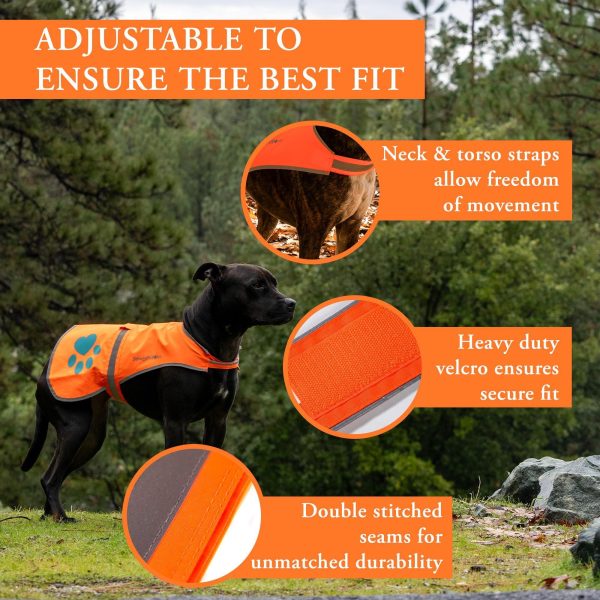 Reflective Dog Vest. Hi Visibility Fluorescent Blaze Orange Dog Vest Helps Protect Your Best Friend. Safeguard Your PUP from Motorists & Hunting Accidents On or Off Leash. (Small) - Image 2