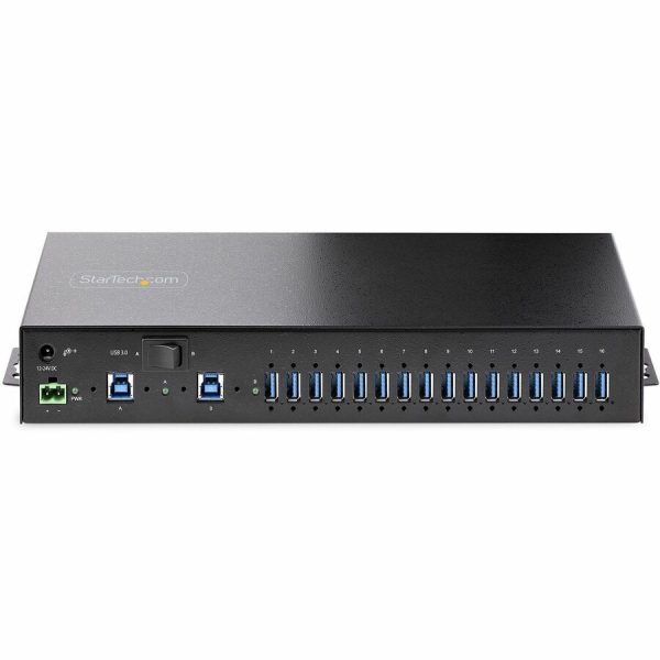 StarTech.com 16-Port Industrial USB 5Gbps Hub with Power Adapter, Mountable, Terminal Block Power, USB Charging, Dual-Host Hub/Switch - Image 3