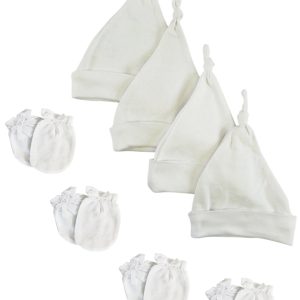 Unisex Knotted Caps And Mittens - 8 Pc Set Nc_0944