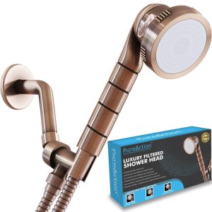 PureAction Luxury Filtered Shower Head with Handheld Hose Hard Water Softener Shower Head Removes Chlorine & Flouride High Pressure Water Saving Best Showerhead Filter Oil Rubbed Bronze