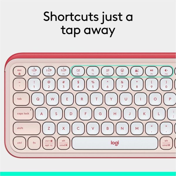 Logitech POP ICON KEYS Wireless Bluetooth Keyboard, Comfortable Typing, Programmable Keys, Easy-Switch Between up to 3 Devices (Rose & Off-white) - Image 9