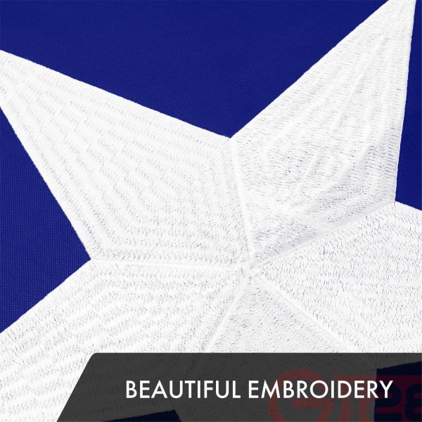 G128 3 Pack: Texas TX State Flag | 6x10 Ft | ToughWeave Series Embroidered 300D Polyester | Embroidered Design, Indoor/Outdoor, Brass Grommets - Image 3