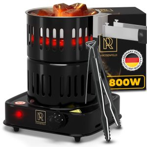 Multipurpose Electric Charcoal Starter 800W Electric Charcoal Burner ETL Approved Electric Stove Coconut Charcoal Lighters with Tongs 800W Hot Plate Electric 304 Stainless Steel Coiled Burner