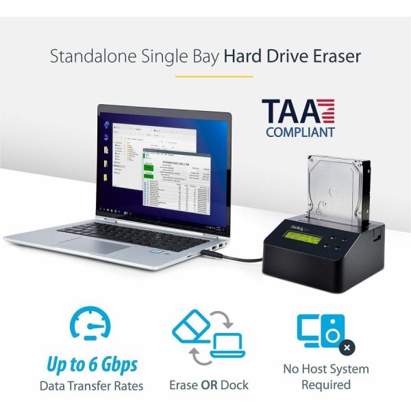 StarTech.com Hard Drive Eraser, Standalone HDD/SSD Sanitizer, 4Kn, Secure Erase Hard Disk Wiper Dock, Hardware Erasing Tool, TAA Compliant - Image 2