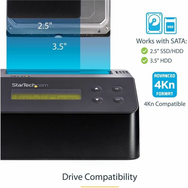 StarTech.com Hard Drive Eraser, Standalone HDD/SSD Sanitizer, 4Kn, Secure Erase Hard Disk Wiper Dock, Hardware Erasing Tool, TAA Compliant - Image 3