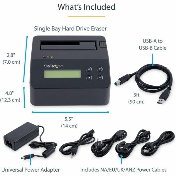 StarTech.com Hard Drive Eraser, Standalone HDD/SSD Sanitizer, 4Kn, Secure Erase Hard Disk Wiper Dock, Hardware Erasing Tool, TAA Compliant - Image 6