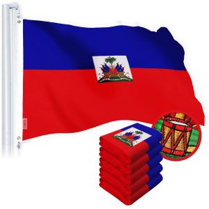 G128 10 Pack: Haiti Haitian Flag | 4x6 Ft | StormFlyer Series Embroidered 220GSM Spun Polyester | Country Flag, Embroidered Design, Indoor/Outdoor, Brass Grommets, Heavy Duty, All Weather