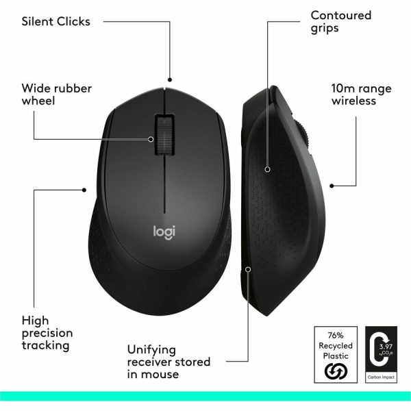 Logitech M330 SILENT PLUS Wireless Mouse, 2.4GHz with USB Receiver, Optical Tracking, Quiet & Lightweight, Black - Image 6