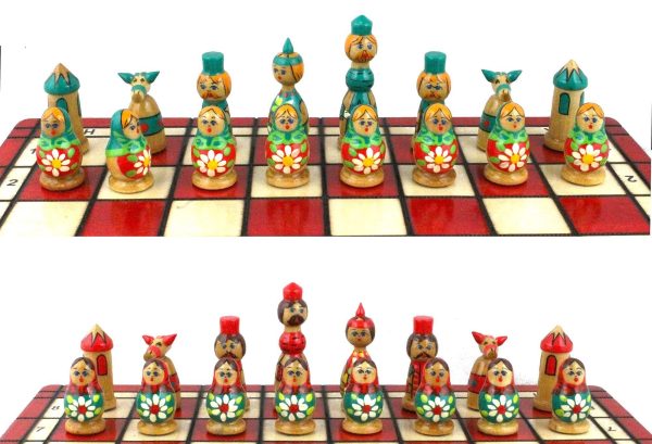 Unique Themed Chess Set with Matryoshka Dolls   Christmas Russian Nesting Dolls   Handmade Wooden Chess Pieces Russian Souvenir   Cool Russian Gifts - Image 3