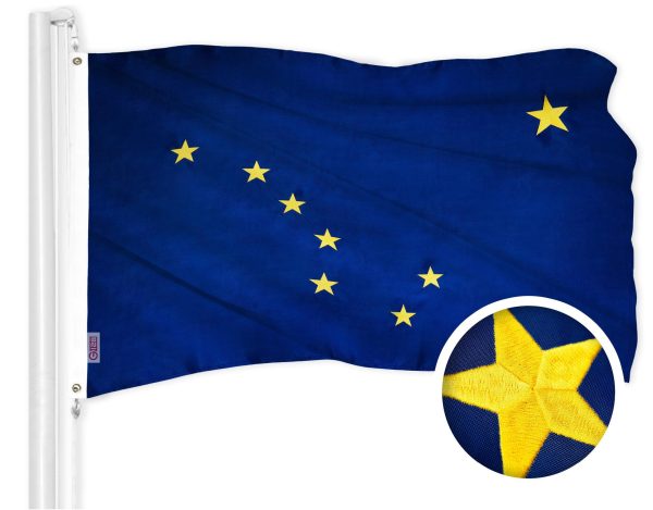 G128 Combo Pack: American USA Flag 2x3 Ft & Alaska AK State Flag 2x3 Ft | Both ToughWeave Series Embroidered Polyester, Embroidered Design, Indoor/Outdoor, Brass Grommets - Image 2